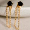 Silver Linings Miles Gold Dropper Chain Earrings With Black Garnet Accessories