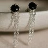 Silver Linings Miles Silver Dropper Chain Earrings With Black Garnet Accessories