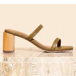 James Smith Sirenuese Olive Green Sandal Wooden Heel