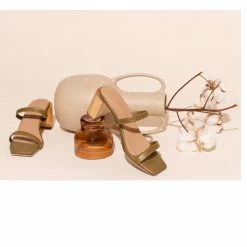 James Smith Sirenuese Olive Green Sandal Wooden Heel