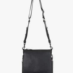 Federation Small Compartments Black Bag With Gunmetal Chain