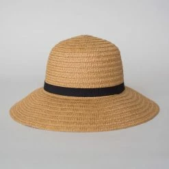 Sophie So Shady Woven Natural Hat With Black Ribbon Accessories
