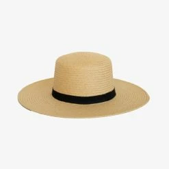 Sophie Accessories So Boater Natural Hat With Black Ribbon