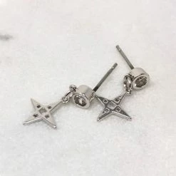Lindi Kingi Star Stud Drop Earrings Silver Accessories