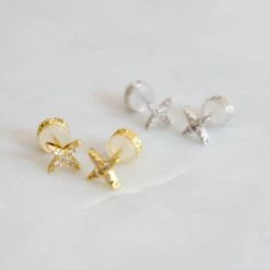 Lindi Kingi Tiny Star Stud With Crystals Gold