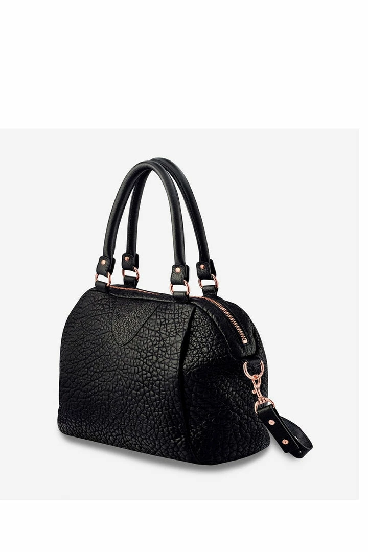 Status Anxiety Accessories Force Of Being Black Bubble Leather Handbag