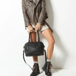 Status Anxiety Accessories Force Of Being Black Bubble Leather Handbag