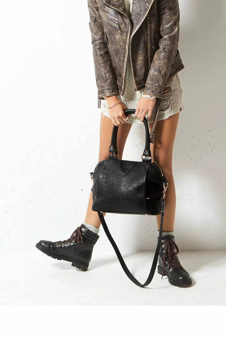 Status Anxiety Accessories Force Of Being Black Bubble Leather Handbag