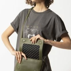 Status Anxiety Accessories Succumb Shoulder Bag Khaki Fold Over Side Studs