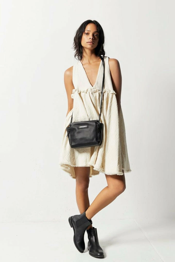 Status Anxiety The Ascendants Black Shoulder Bag With Chunky Zips Accessories