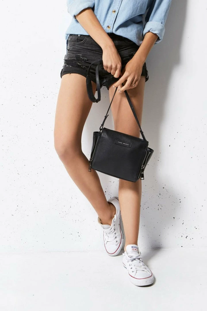 Status Anxiety The Ascendants Black Shoulder Bag With Chunky Zips Accessories