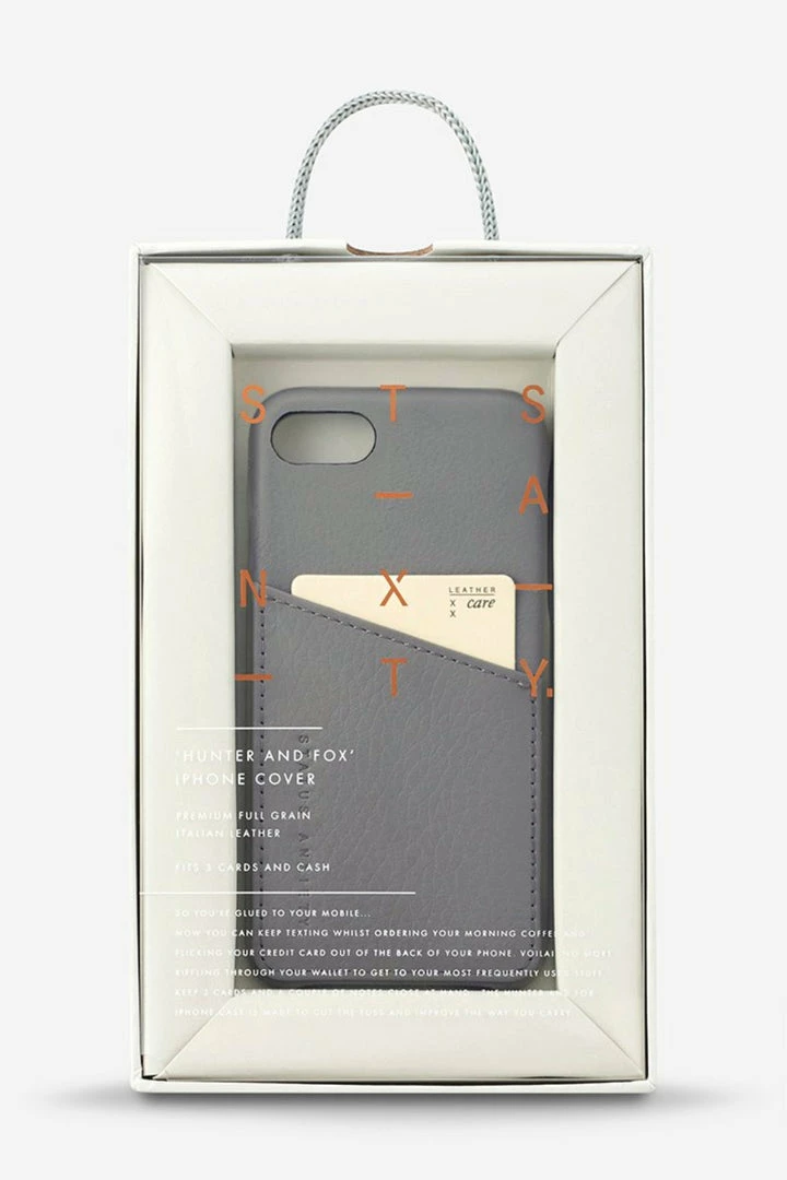 Status Anxiety Hunter + Fox Leather Light Grey Iphone Case X/XS