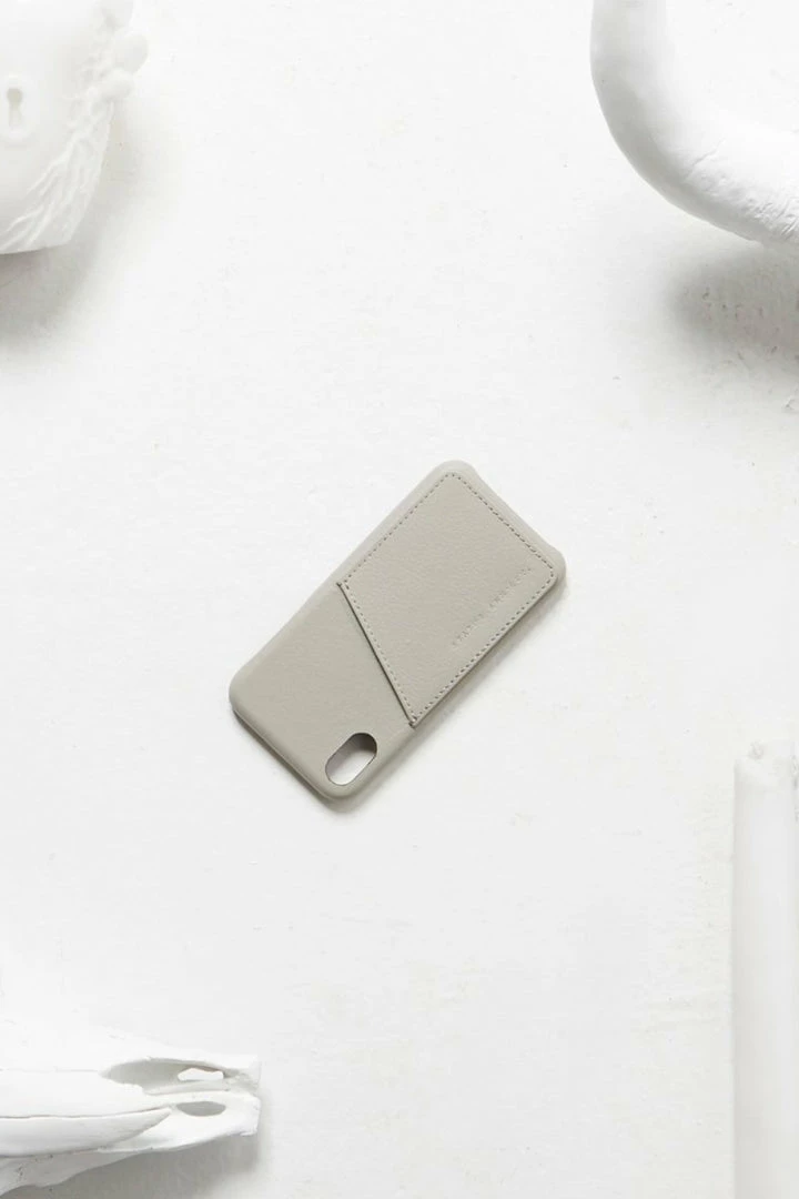 Status Anxiety Hunter + Fox Leather Light Grey Iphone Case X/XS