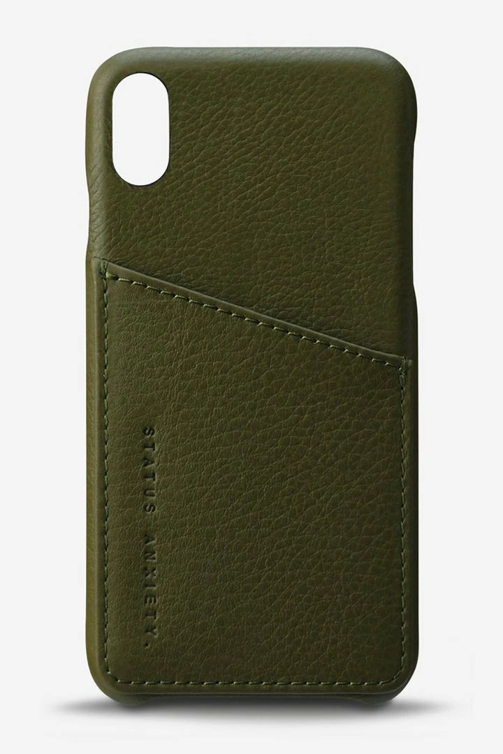 Status Anxiety Accessories Hunter + Fox Leather Khaki Iphone Case X/XS