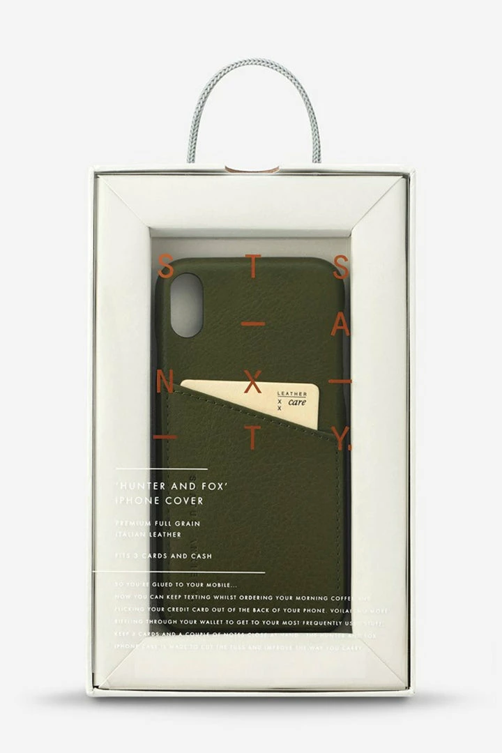 Status Anxiety Accessories Hunter + Fox Leather Khaki Iphone Case X/XS