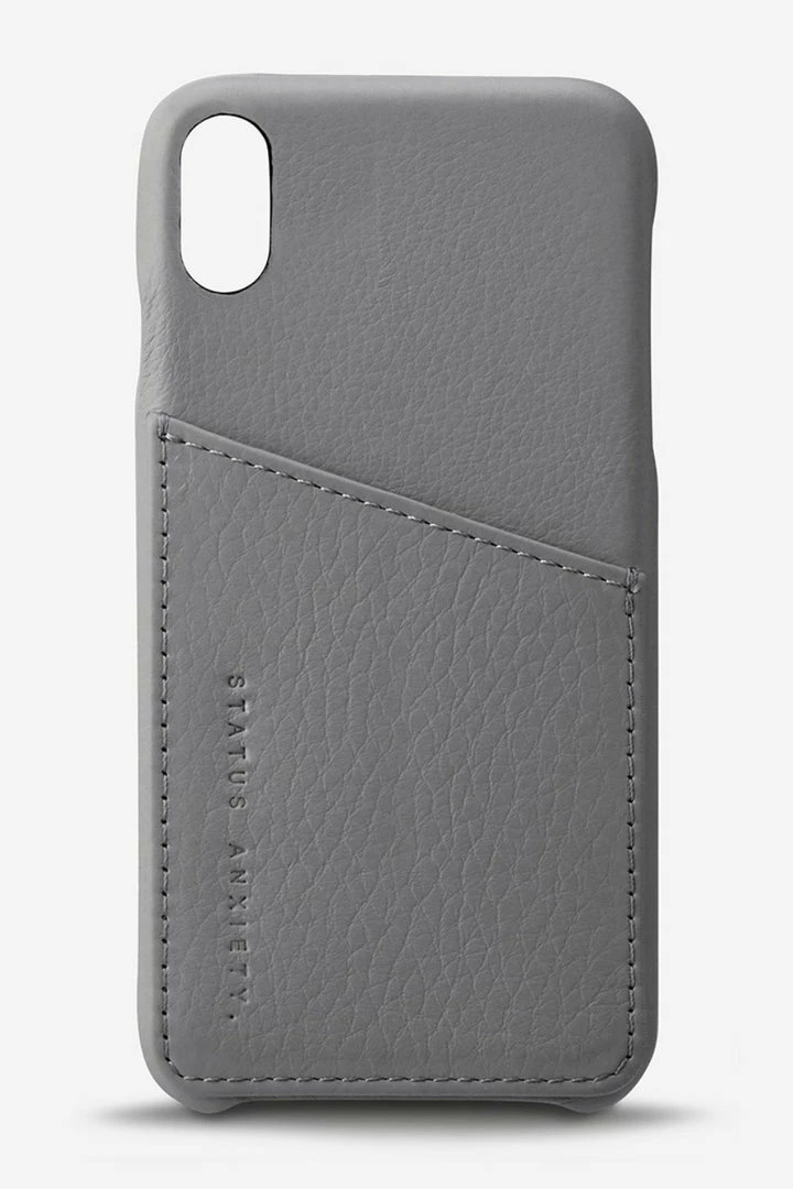 Status Anxiety Hunter + Fox Leather Light Grey Iphone Case X/XS