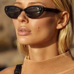 Status Anxiety Accessories Wonderment Narrow Black Sunglasses