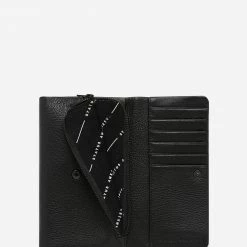Status Anxiety Audrey Foldover Black Pebble Leather Wallet Accessories