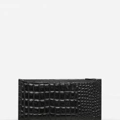 Status Anxiety In The Beginning Black Croc Emboss Wallet