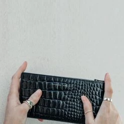 Status Anxiety In The Beginning Black Croc Emboss Wallet