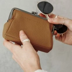 Status Anxiety Volatile Tan Clip Purse Accessories