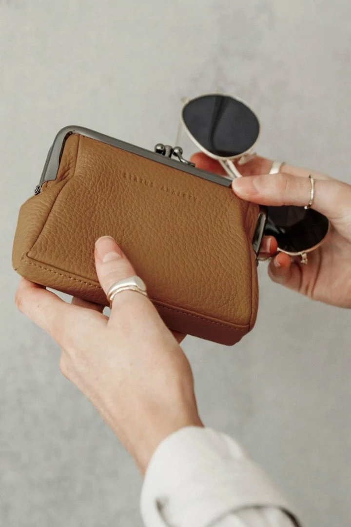 Status Anxiety Volatile Tan Clip Purse Accessories