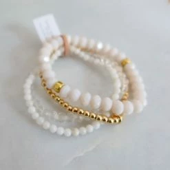 Lindi Kingi Summer Cream And Gold Bracelet Set