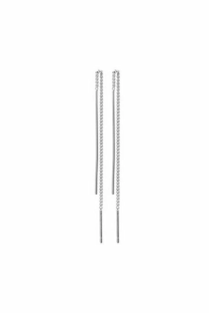 Pilgrim Tahoe Thread Bar Earrings Silver