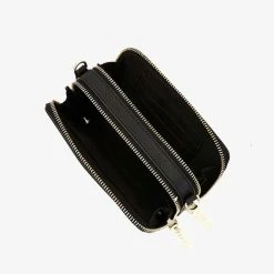 Nakedvice Accessories The Kiki Gold Double Zip Mini Crossbody Bag Black Leather