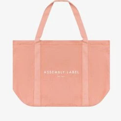 Loungewear Basics Assembly Label Linen Coral Tote Bag