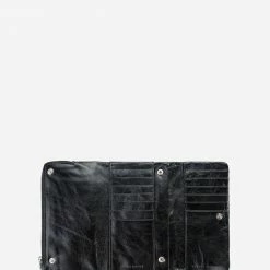 Status Anxiety Accessories Audrey Foldover Black Leather Wallet
