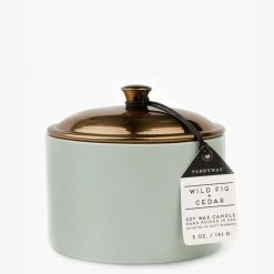 Paddy Wax Hygge Wild Fig + Cedar Ceramic Small Candle Brass Lid 140g Gifts For Her