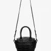 Status Anxiety Worst Behind Us Black Croc Embossed Leather Bag