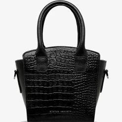 Status Anxiety Worst Behind Us Black Croc Embossed Leather Bag