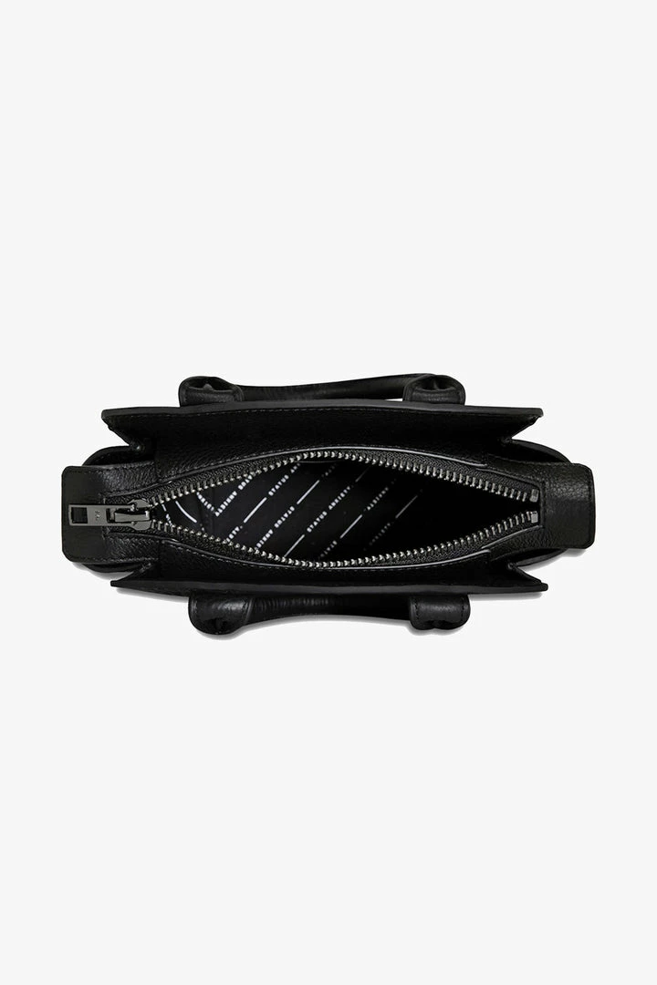 Status Anxiety Worst Behind Us Black Croc Embossed Leather Bag