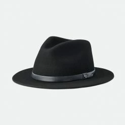 Brixton Accessories Messer Fedora Black Black Wool Felt Hat