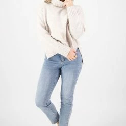 Among The Brave Zealous Oat Super Soft Raglan Roll Neck Knit